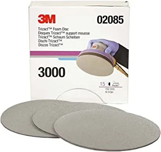 3M Trizact Hookit Foam Disc, 02085, 6 in, P3000, 15 discs per carton,Blue751