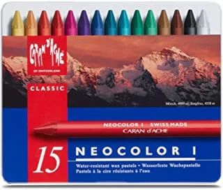 Neocolor I Water-Resistant Wax Pastels, 15 Colors