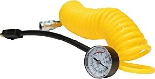 Car Flexible Air Compressor Hose With Pressure Gauge Meter Yellow Colour