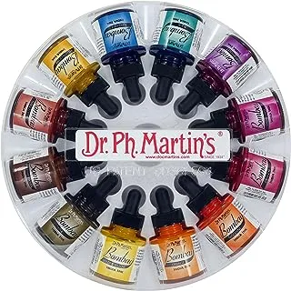 Dr. Ph. Martin's Bombay India Ink (Set 2) Ink Set, 1.0 oz, Set 2 Colors, 1 Set of 12 Bottles.