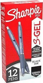 Sharpie S-Gel ، أقلام جل ، نقطة متوسطة (0.7 مم) ، جسم أزرق فروست ، أقلام حبر جل أسود ، 12 قطعة
