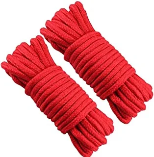 KASTWAVE 2 Roll 10M Soft Cotton Rope, Natural Durable Long Cotton Rope for Crafts Wall Hangings Plant Hangers Knotting (Red)