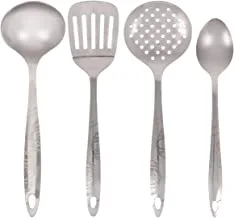 Raj Stainless Steel Cooking Utensil Set - 4 Pieces, Silver-VPI027