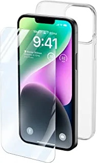 Cellularline Transparent Back Cover and Protective Glass Set for iPhone 14, Clear