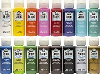 FolkArt Gloss Finish Acrylic Enamel Craft Set Designed for Beginners and Artists, Non-Toxic Formula Perfect for Glass and Ceramic Painting, 32 Ounce, 16 Count (Pack of 1)