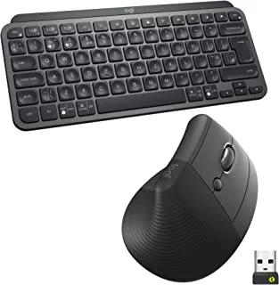 Logitech MX Keys Mini Keyboard and Lift Vertical Ergonomic Mouse Combo - Wireless, Backlit Keys, Bluetooth or Logi Bolt USB receiver, Quiet, Windows/macOS/iPadOS, Laptop, PC - Black