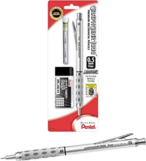 مجموعة أقلام الرصاص الميكانيكية Pentel Graphgear 1000 0.5 مم مع قلم واحد و 1 أنبوب إعادة تعبئة الممحاة وممحاة (Pg1015Ebp)