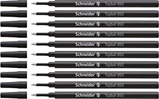 Schneider Topball 850 Rollerball Refill, 0.5 mm, European Size, Black Ink, Box of 10 Refills (8501)