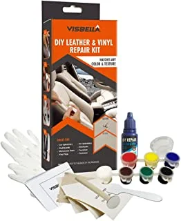 Visbella DIY Leather and Vinyl Repair Kit, Do It Yourself Tool Fix Holes, Rips, Upholstery Jacket, Leather Car Seat, Automotive and Household Adhesive