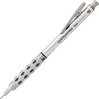 قلم رصاص ميكانيكي Pentel GraphGear 1000 ، (0.5 مم) ، برميل أسود ، 1 لكل قلم (PG1015A) ، رمادي معدني