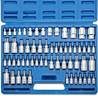 Neiko 10083a master torx bit socket and external torx socket set, s2 and crv steel, supreme torque output complete kit, 60 pieces, One Size