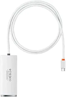 Baseus Lite Series 4-Port Type-C to 4x USB 3.0 + USB-C HUB Adapter, 1 Meter Length, White