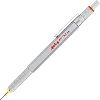 rOtring 1904449800 قلم رصاص ميكانيكي قابل للسحب ، 0.5 مم ، برميل فضي