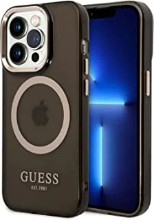 Guess Magsafe Case With Translucent Gold Outline iPhone 14 Pro-Black