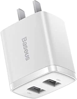 Baseus 10.5W CN Plug Compact Charger with 2 USB Ports, White