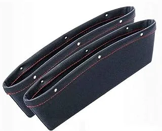PU Leather Catch Catcher Box Caddy Car Seat Gap Slit Pocket Storage Organizer (Black)