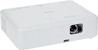 جهاز عرض Epson CO-W01 WXGA، تقنية 3LCD، سطوع 3000 لومن، حجم الشاشة 378 بوصة، أبيض، صغير الحجم