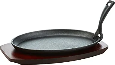Raj Oval Sizzler Tray Large With Holder 28X18Cm, 28 cm x 14, Black-COST02,Black