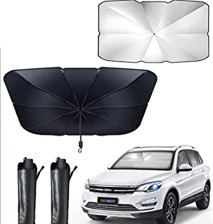 SHOWAY مظلة سيارة قابلة للطي للنوافذ الأمامية للأشعة فوق البنفسجية تحافظ على برودة السيارة ، غطاء مظلة واقية سهلة الاستخدام / المتجر (57x31)