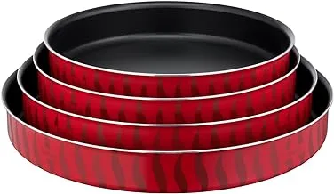 TEFAL Baking Pans | Tempo Flame | 4-Piece Set | Kebbe Dishes | 28/30/34/38 cm | Non-Stick Coating | Aluminum | Heat Diffusion | Easy Cleaning | Red | Made in France | 2 Years Warranty | J5716983