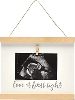 Pearhead Sonogram Love at First Sight Wall Art, Wooden Clip Baby Keepsake Frame, Gender-Neutral Baby Girl or Baby Boy Nursery Décor Accessory, Pregnancy Announcement Picture Frame