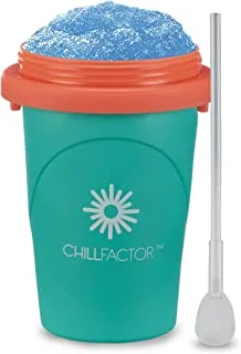 Chillfactor Neon Slushy Maker - كوب صانع السلاش الأخضر القابل لإعادة الاستخدام ، مشروب سلاش محلي الصنع. صانعة مشروبات ذات كأس ضغط
