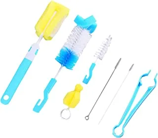 IBAMA 7Pcs Bottle Cleaning Brush Set 360° Degrees Rotating Scrub Baby Feeding Bottle Sponge Bottle Cap Pacifier Cup Cleaning Brushes Straw Children Milk Cleaning Tools