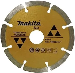 Makita D-44270 Segmented Diamond Wheel Blade, 115 mm x 7 mm x 22.23 mm Size