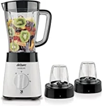 AR1057 Arzum Maxiblend Jug Blender, 500 W 1500 Ml Capacity Jar, 2 Stage Speed Control Pulse Function, Stainless Steel Blades Non-Slip Base, Color: White