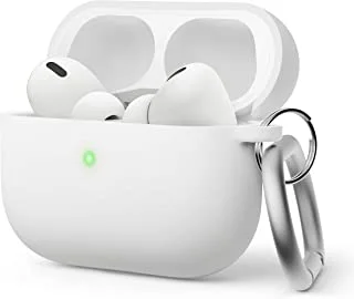 Elago EAPP2RH-HANG-WH Liquid Hybrid AirPods Case with Keychain for AirPods Pro 2 ، أبيض
