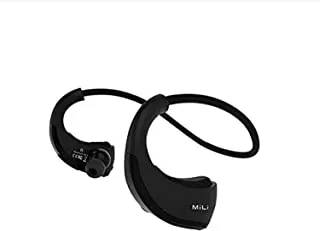 MiLi Sports Earset I سماعة رأس بلوتوث لاسلكية قابلة لإعادة الشحن عمر بطارية طويل ، 8 ساعات من الموسيقى / مدة المكالمة] [جهير ثقيل] [تقليل الضوضاء] IPX 5 مقاوم للماء] - جميع الأجهزة التي تدعم تقنية Bluetooth - أسود