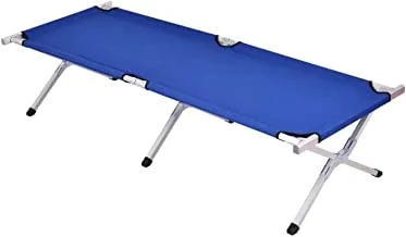ALSafi-EST A canvas bed with an aluminum frame for trips and camping - Blue