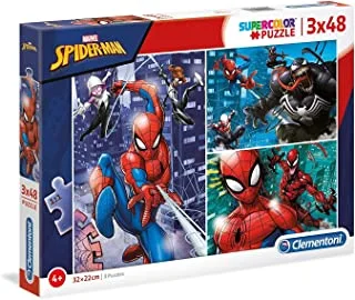 Clementoni Puzzle Super Color Spider Man 3X48 PCS (32 x 22 CM)- For Age 4 Years Old Multicolor