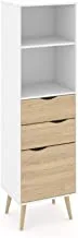 أوسلو مكتبة 2 درج + 1 باب ، 7538249ak ، هيكل أبيض من خشب البلوط