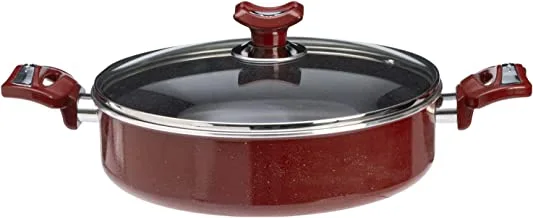 Teflon Non-Stick Cooking Pot with Glass Lid Casserole Pot Hardena Stewing Pot 24 CM Brown