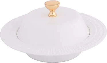 Al Saif Iron Date Bowl Size: 16CM, Color: Ivory White/Gold