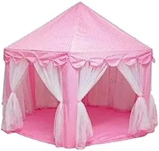 منزل كبير للأطفال في الأماكن المغلقة أو في الهواء الطلق ، خيمة لعب الأطفال ذات اللون الوردي السداسي برنسيس كاسل