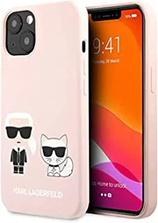 Karl Lagerfeld Liquid Silicone Case Karl And Choupette For Iphone 13 Mini (5.4 Inches) - Light Pink