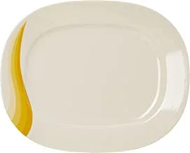 14 Inches Melamine Ware Super Rays Oval Plate - Pasta Plates | Plate With Playful Classic Decoration, Dishwasher Safe | Ideal For Soup, Desserts, Ice Cream And More (Orange)