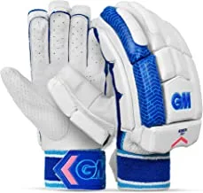 GM Siren 707 Lightweight Cricket Batting Gloves for Men | High comfort and protection | Left handed | Free Cover | Colour : White/ Royal Blue