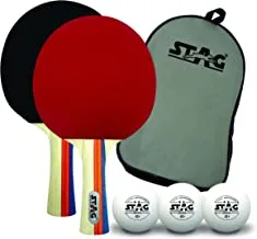 مجموعة لعب تنس الطاولة Stag Tournament | 2 مضرب و 3 كرات (أبيض)
