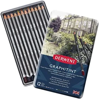 Derwent Graphitint Pencils, Metal Tin, 12 Count (0700802)