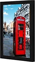 LOWHA Red Telephone Booth Wall art wooden frame Black color 23x33cm By LOWHA