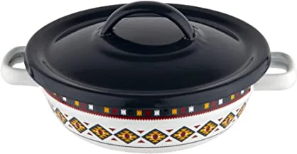 Al Saif Enamelware Iron Date Bowl Zayna Design Size: 18CM, Color: Multicolor
