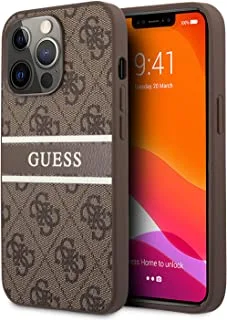 جراب جلدي Cg Mobile Guess 4G Pu مع شريط مطبوع لهاتف Iphone 13 Pro (6.1 بوصة) - بني ، متعدد الألوان