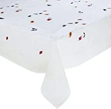 Kuber Industries Leaf Design غطاء طاولة وسط 4 مقاعد قطن - أبيض - CTKTC022317