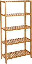 SONGMICS 5-Tier Bamboo Shelf ، وحدة رفوف ، حامل تخزين قائم بذاته ، قابل للتعديل ، لأحذية النباتات ، 60 × 26 × 130 سم ، طبيعي BCB35Y