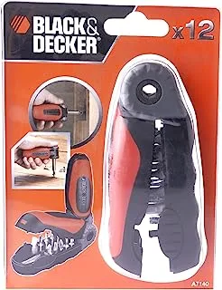 Black & Decker 11 Pieces Flip Handle Screwdriver With Inbuilt Bit Holder, Orange/Black - A7140-Xj, 2 Years Warranty