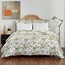 DONETELLA 100% Cotton Comforter Bedding Set (BEIGE & GREEN, TWIN)