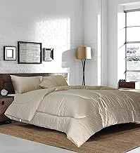 Hotel Linen Klub 4pc Single Comforter Set, 100% Cotton Dobby Box Sateen, 250gsm Soft Fiber Filling, 160 x 240 cm, Beige